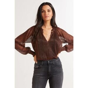 𝅺ROAN + Ryan NWT Aly Bronze Sheer Shine Top Size XS